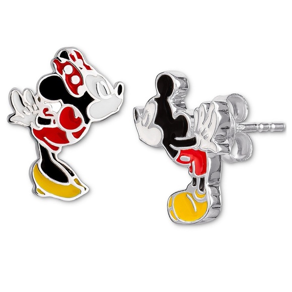 DISNEY STERLING SILVER Mickey & Minnie Mouse Mismatched Earrings Sterling/Enamel - Picture 3 of 11